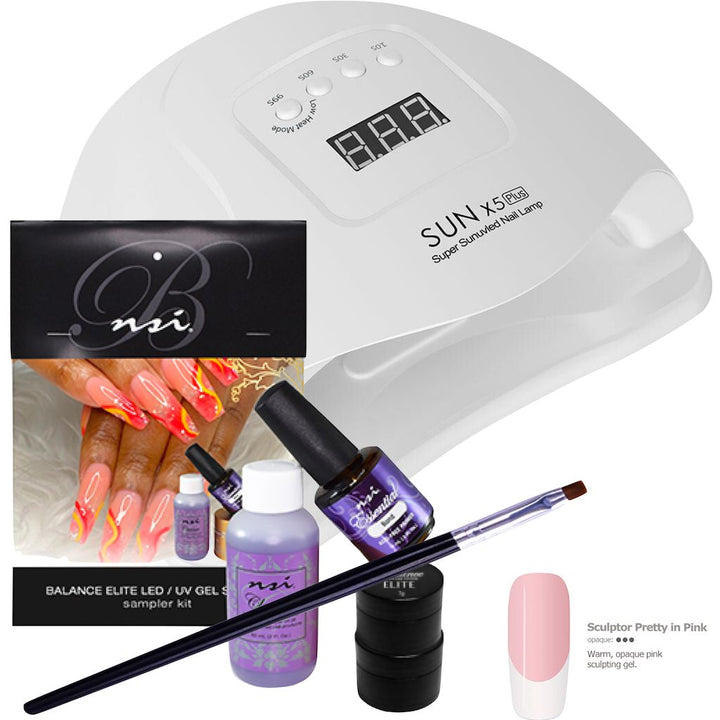 NSI Australia Elite Gel Sampler Kit with SUN X5 Plus 80W LED/UV nail lamp – Balance Elite gels, bonding essentials and pro brush
