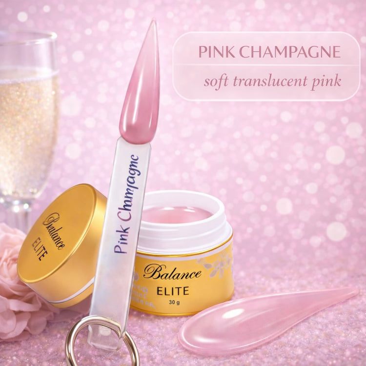 UV nail sculpting gel jar with Pink Champagne spatula and swatch