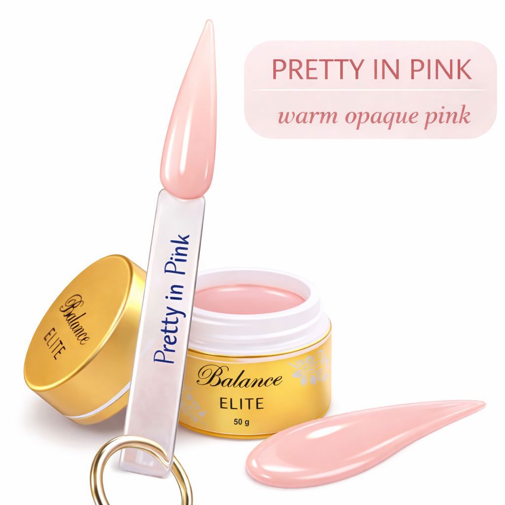 UV gel – Pretty in Pink (warm opaque pink), 50g jar with swatch stick and colour sample