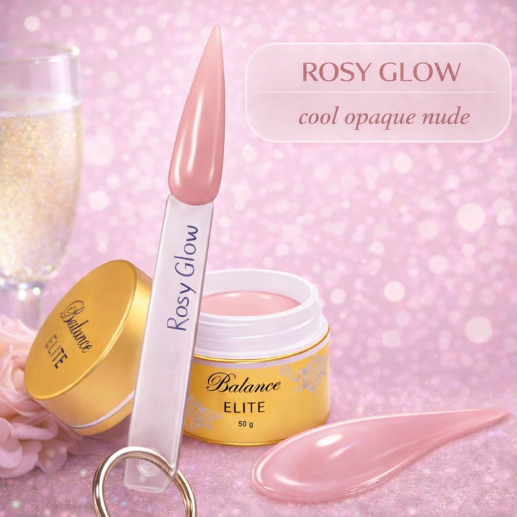 UV nail sculpting gel jar with Rosy Glow spatula and swatch