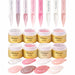 Balance ELITE Sculptor Gel colour range – Clear Glass, Pashmina Pink, Pink Champagne, Pretty in Pink, French Rose, Snow White, Porcelain, Rosy Glow (jars with swatch tips and colour samples)