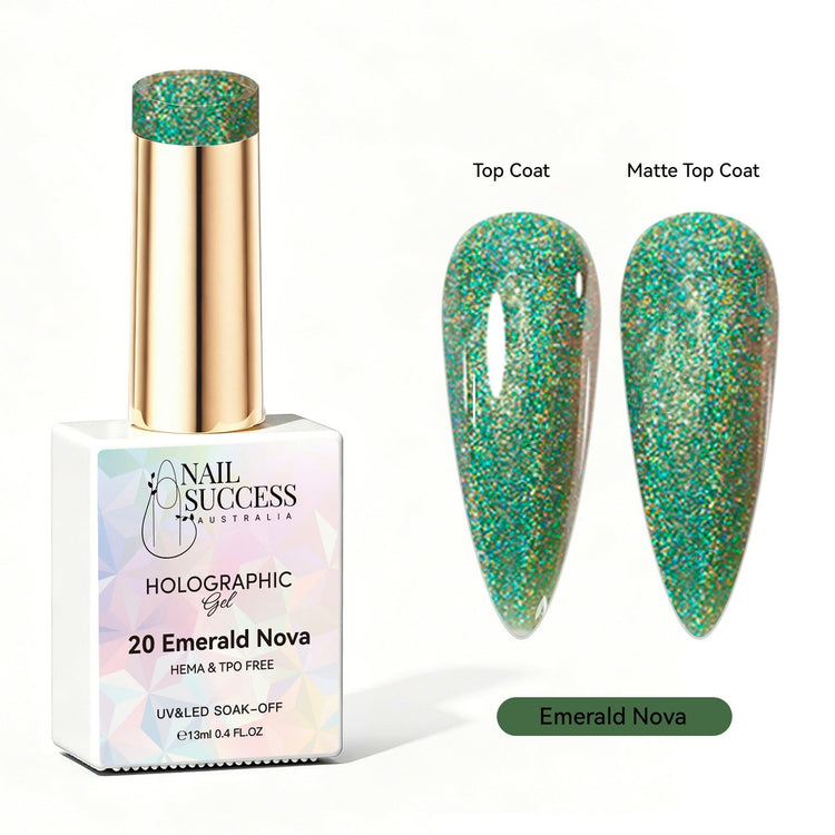 Emerald nova gel polish holographic gel polish NSI Australia