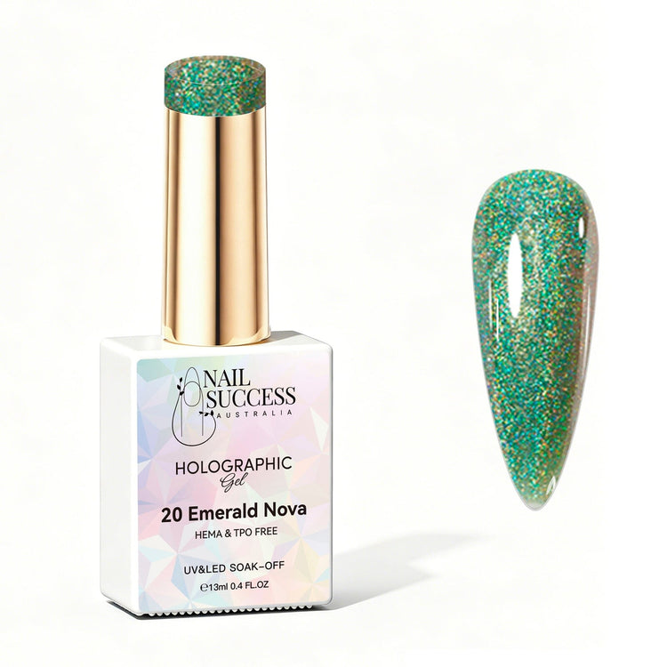 Emerald nova gel polish holographic gel polish NSI Australia