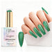 Emerald Nova holographic gel polish with green glitter swatch and matching manicure for HEMA and TPO free salon nails