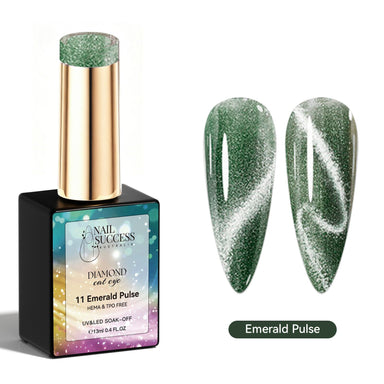 Nail Success Australia Emerald Pulse green Diamond Cat Eye gel polish with magnetic shimmer, HEMA- and TPO-free 13ml formula