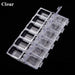 NSI Australia 12-Grid Nail Art Storage Tray—clear organizer with flip lids for rhinestones, charms and beads