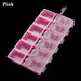 NSI Australia 12-Grid Nail Art Storage Tray—pink organizer with clear lids for rhinestones, charms and beads