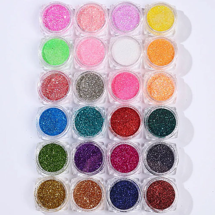 Fine Glitter Nail Art - Set 24pcs Jar