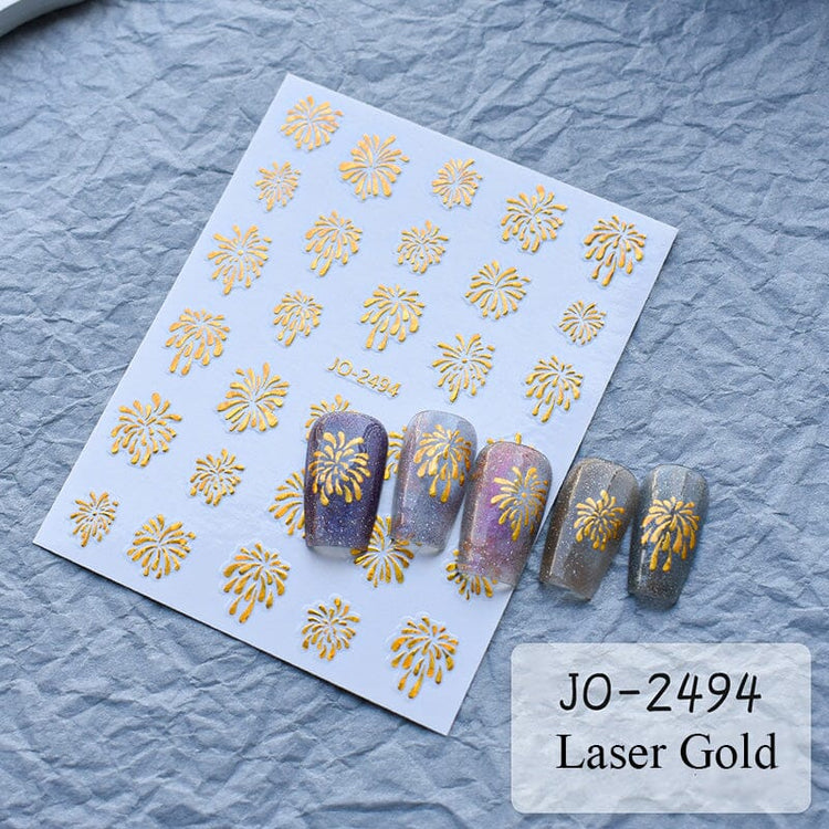Fireworks Nail Art StickersLaser Gold