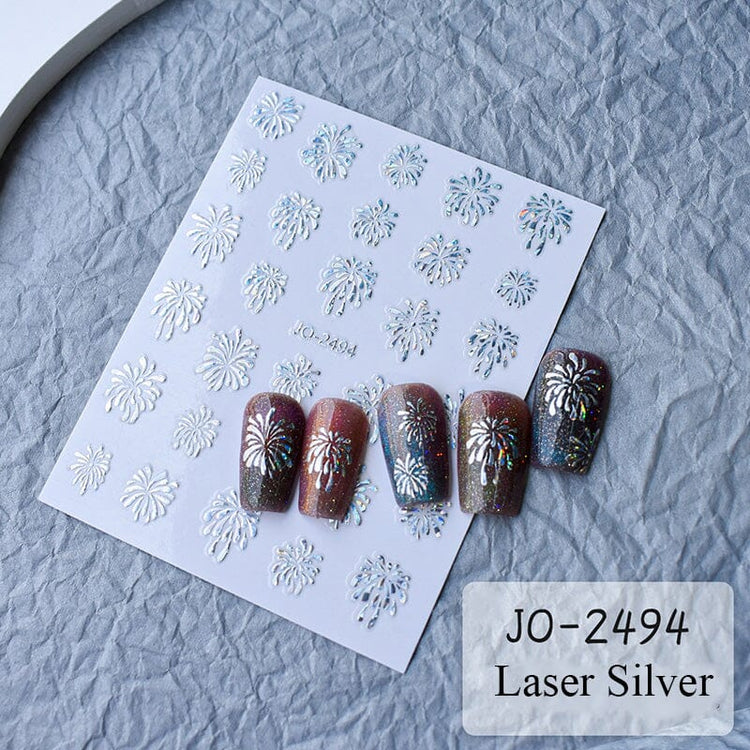Fireworks Nail Art StickersLaser Silver