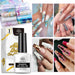 Born Pretty Transfer Foil Nail Gel with nail art examples in marble, holographic and floral foils