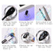 Six step guide to Born Pretty transfer foil gel, apply, cure, cut the foil, press, peel and top coat