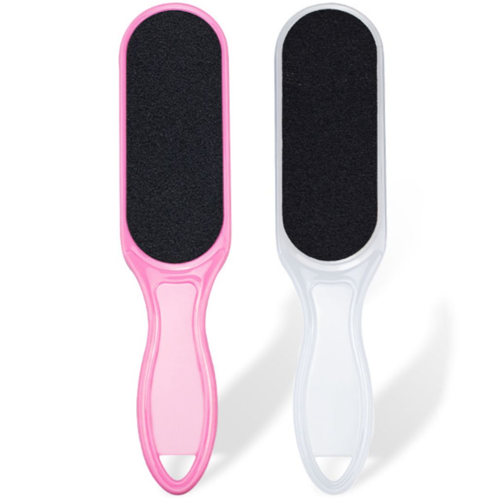 Double-sided foot file set — pink and white handles with black grit callus remover pads