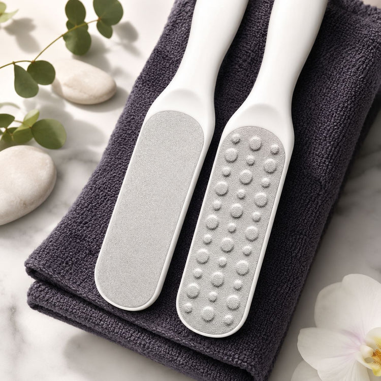 Nail Success Australia white washable foot files with smooth and textured exfoliating surfaces for spa pedicure foot care