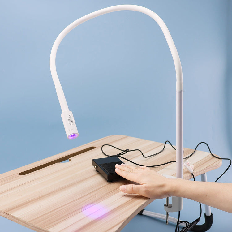 Foot Pedal Gel X LED Flash Cure Nail LampWhite Desk Clamp