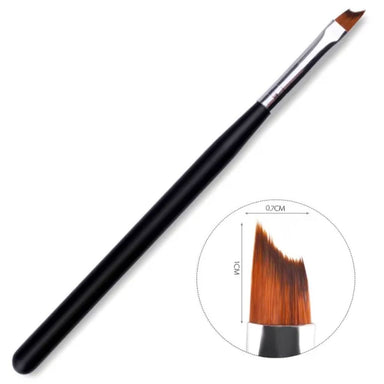 French Smile Line Brush – angled nail art brush, 0.7 cm × 1 cm bristles, black handle for crisp French tips – NSI Australia