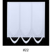 French tip nail guide stickers sheet with three columns of pointed deep smile line white guide strips and three sample strips below on a black background, labeled #22