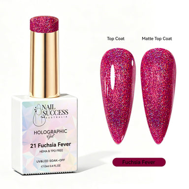 Fuchsia fever gel polish holographic gel polish NSI Australia