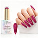 Fuchsia Fever holographic gel polish with bright pink glitter swatch and matching manicure for HEMA and TPO free salon nails