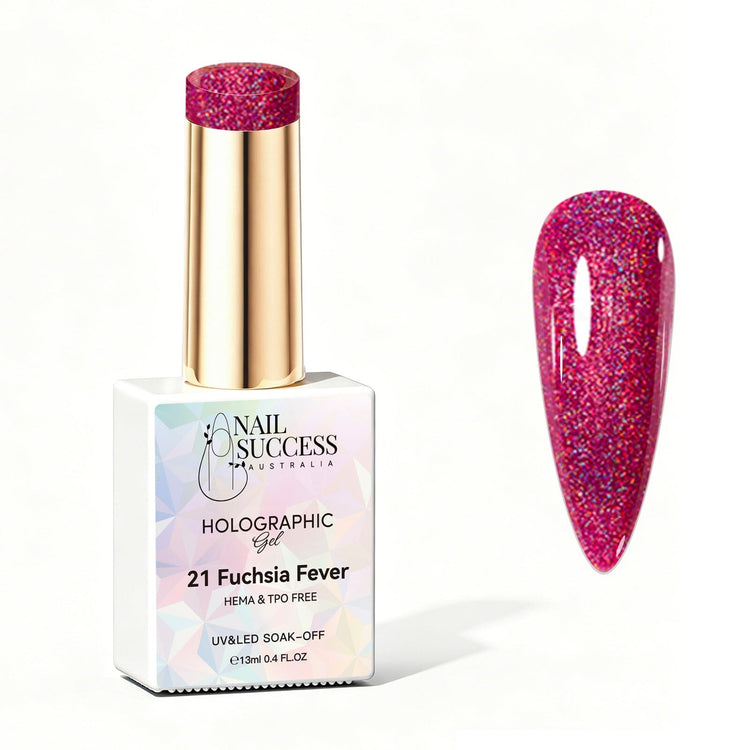 Fuchsia fever gel polish holographic gel polish NSI Australia