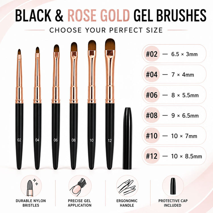 Gel Brush Black & Rose Gold With Cap