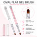Pink and white 14 cm oval flat gel brushes with 9 × 5 mm nylon bristles, crystal-filled handles and protective caps.
