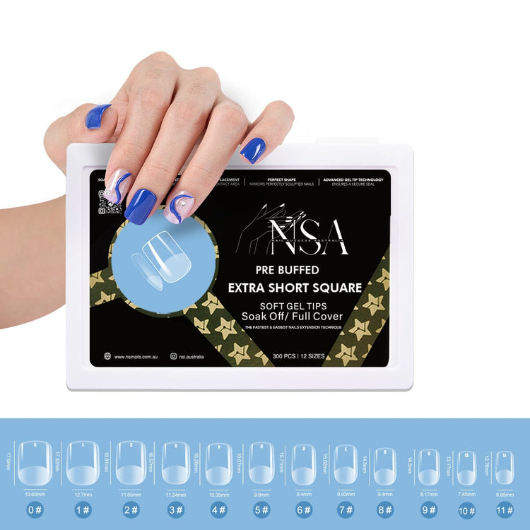 Gel Nail Extensions - Pre Buffed Tips300 TipsExtra Short Square