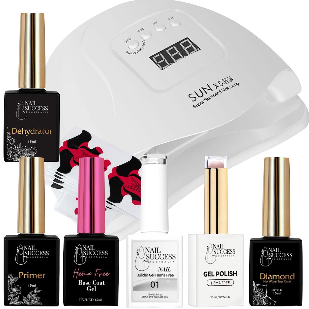 LED Lamp — HEMA-Free Builder Gel System: Dehydrator, Primer, Base, Colour Gel & No-Wipe Top (NSI Australia)