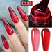 Gel polish colour C133 swatch collage with glossy deep red nails, bottle brush, and colour sample tips