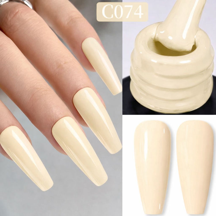 Born Pretty gel polish colour C074 creamy pale nude-yellow swatch – nails, texture and swatch tips