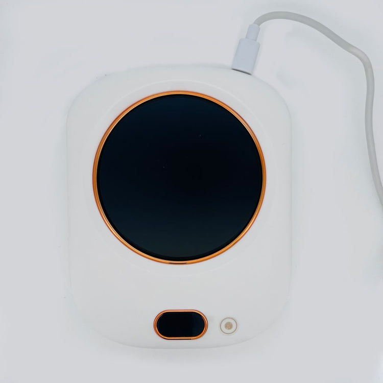 NSI Australia Gel Polish Warmer—USB-powered heat plate for warming gel polish bottles; top view white unit