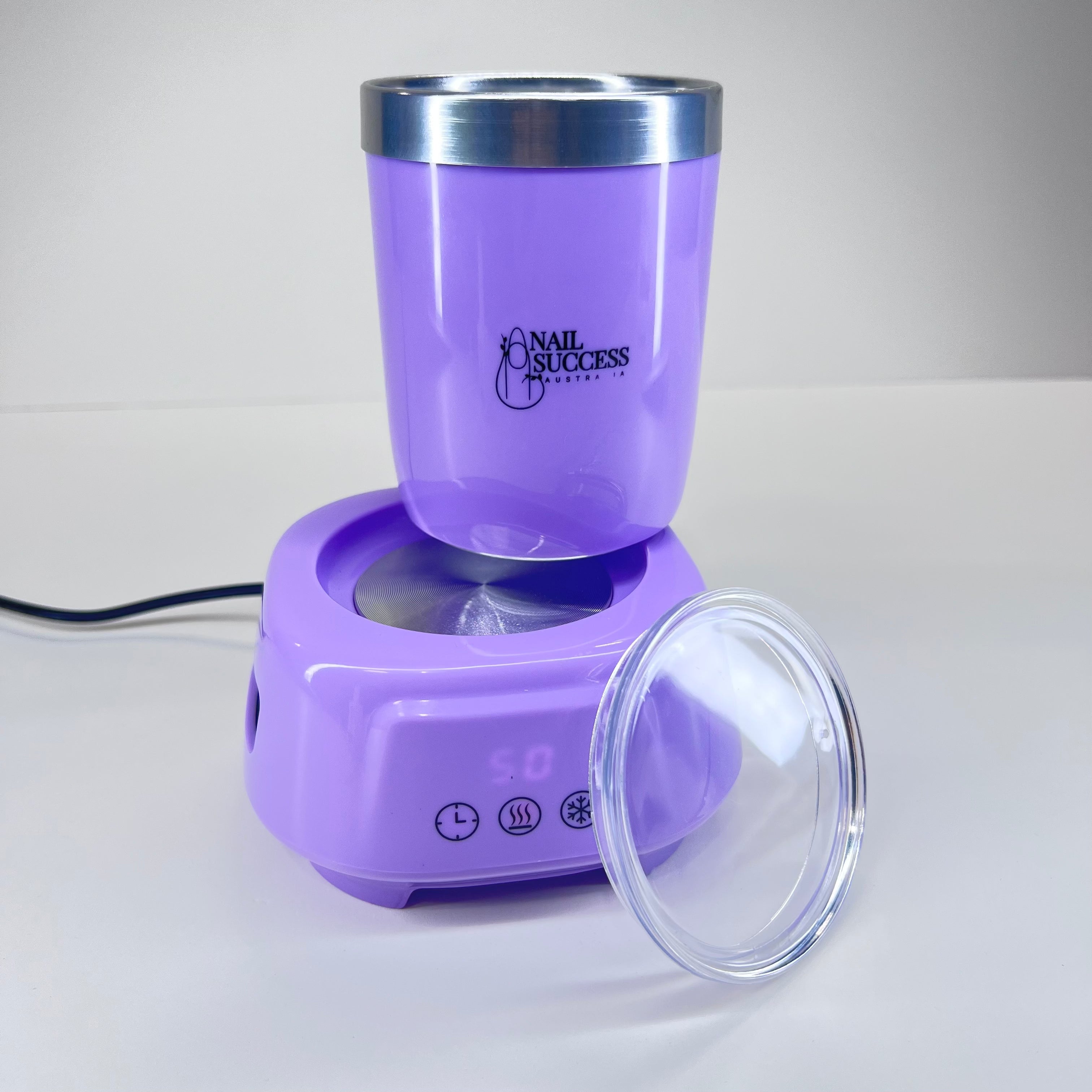 NSI Australia Gel Warmer & Cooler Pro—compact clear plate to warm or cool gel polish bottles; LED temperature display