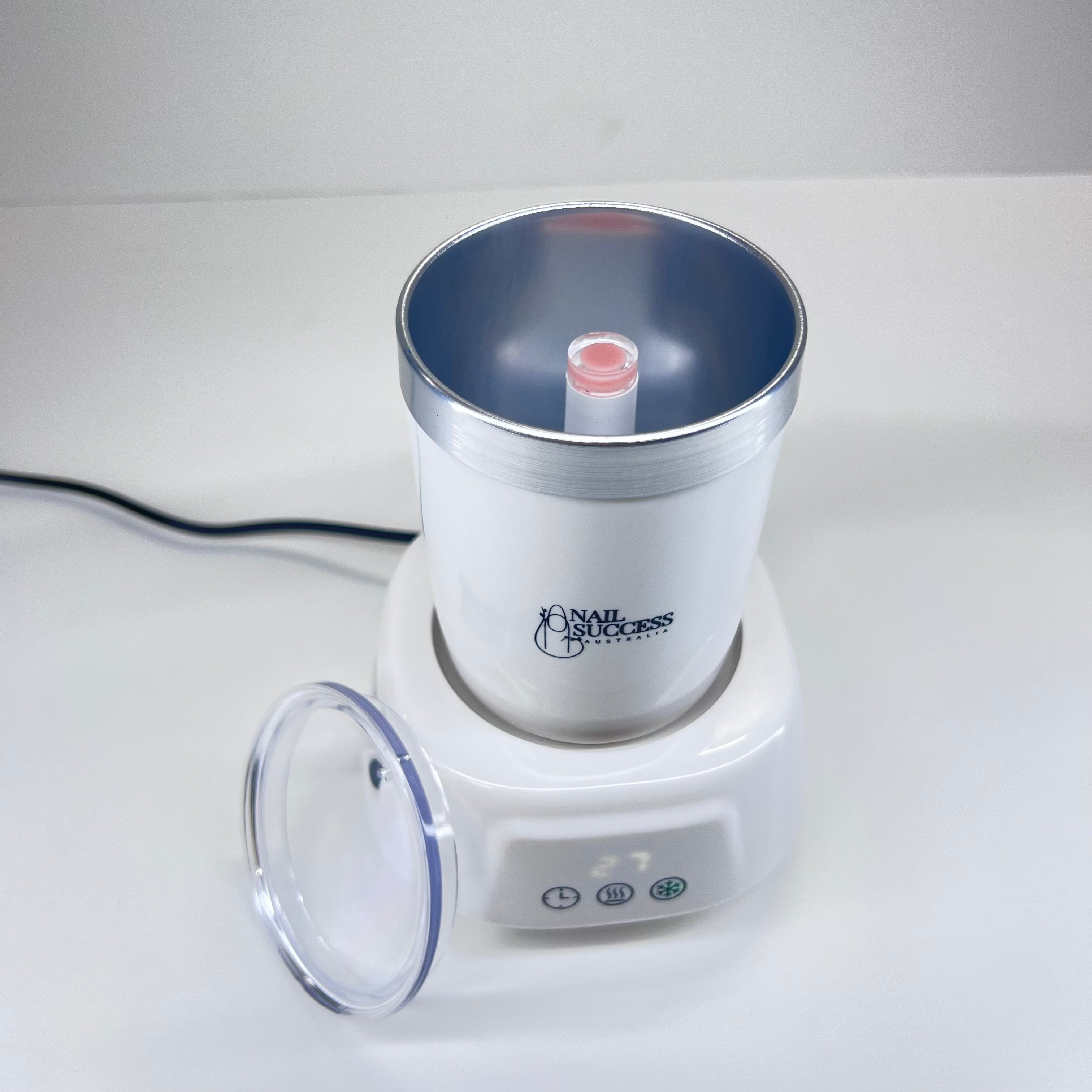 NSI Australia Gel Warmer & Cooler Pro—white dual-temperature plate for gel polish bottles with LED display