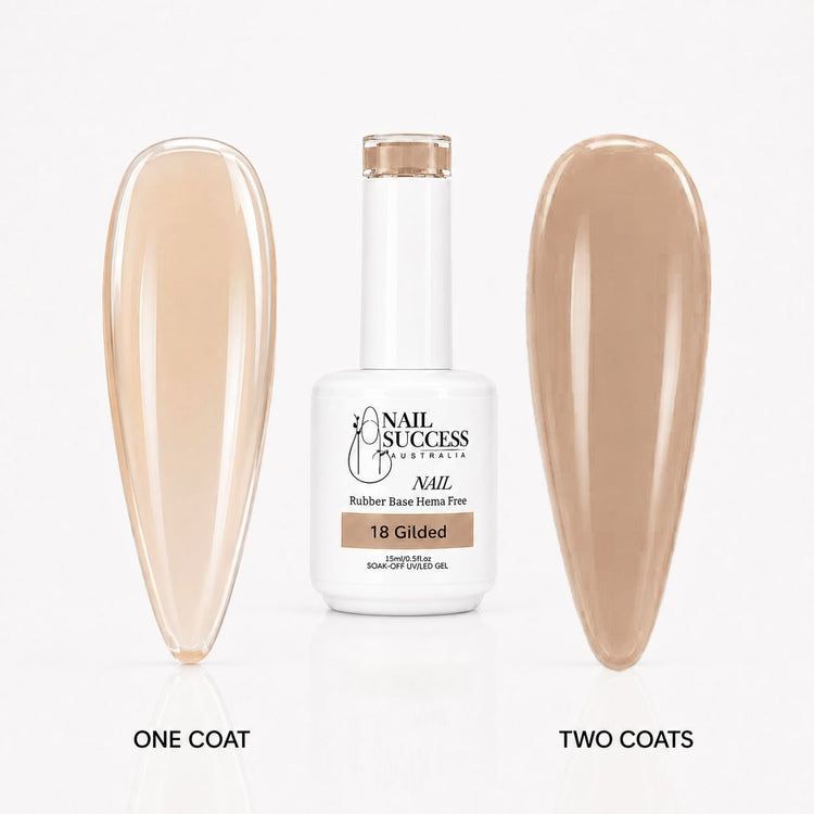 Gilded Rubber Base Gel - one coat vs two coats comparison