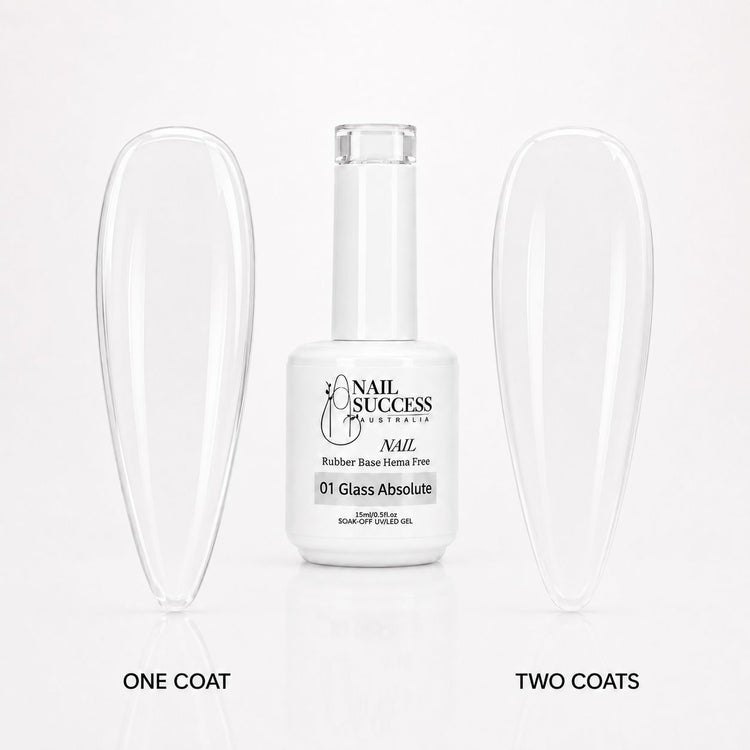 Glass Absolute Rubber Base Gel - one coat vs two coats comparison