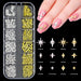Gold and silver mixed star nail charms tray for 3D nail art decorations and salon manicure designs