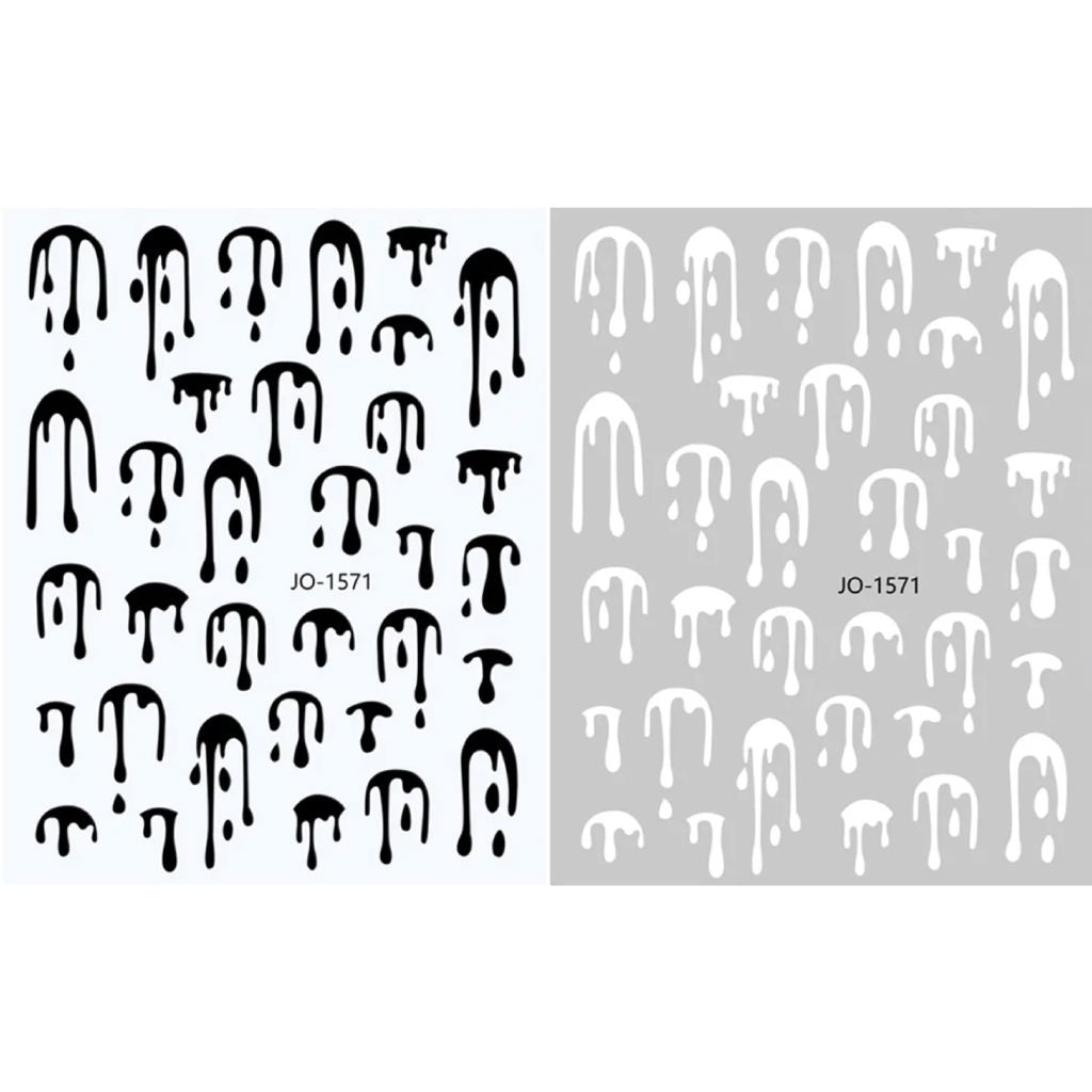 NSI Australia Halloween nail stickers JO-1571—pack of 2 sheets, black & white dripping designs
