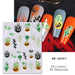 NSI Australia Halloween 5D embossed nail stickers SW-5D097—pumpkins, ghosts, flames and bones; sample nails shown