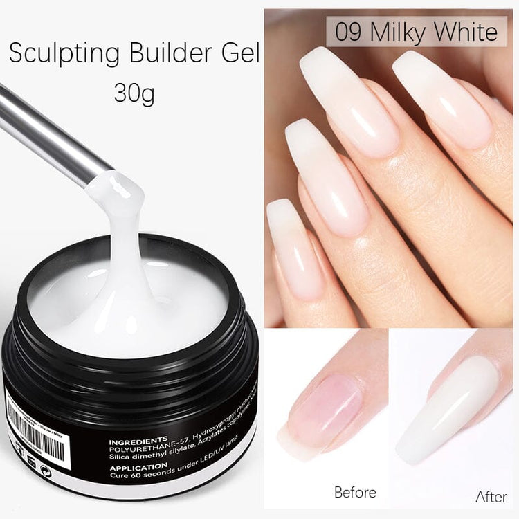 LED curable builder gel for nail extensions with before-and-after results