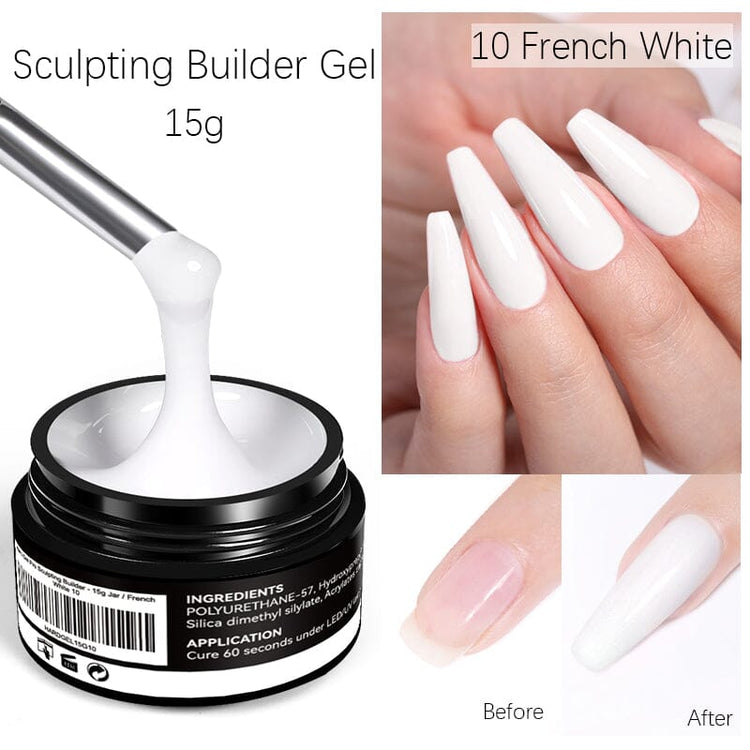 LED curable builder gel for nail extensions with before-and-after results