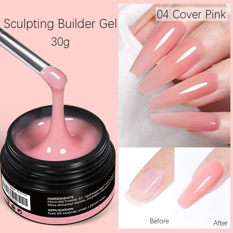 LED curable builder gel for nail extensions with before-and-after results