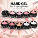 NSI Australia Hard Gel Pro Sculpting Builder — 30g collection, all 10 HEMA-free shades in open jars with matching nail swatches