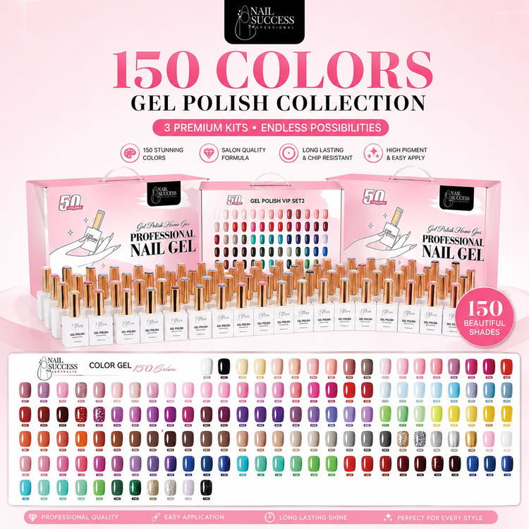 Nail Success Australia 150 colours gel polish collection with 3 premium kits, bottles and full shade chart