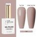 Nail Success HEMA-free gel polish 116 in a 15 ml bottle, shown beside taupe nail swatches with glossy and matte finishes.
