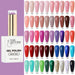 Nail Success Australia HEMA-free gel polish bottle with 50 colour shade chart, shades 101 to 150, purple background