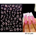 Pink hibiscus flower nail stickers (BTF-S51) with swirls and stars on black sheet