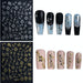 Nail Success Australia BTF-S51 hibiscus flower nail stickers pack with gold and silver floral designs shown on manicure tips