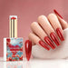 NSI Australia Holiday Sparkle red glitter gel polish with glossy sparkling manicure and swatch, shade 15