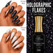 Nail Success Australia Holographic Flakes Gel Polish 006 shown over black and white nails with 15ml bottle