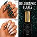 Nail Success Australia Holographic Flakes Gel Polish 007 shown over black and white nails with 15ml bottle